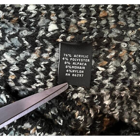 BCBGMaxAzria Womens Boucle Alpaca Mohair Blend Duster Cardigan Size L Black Y2K - Picture 7 of 8